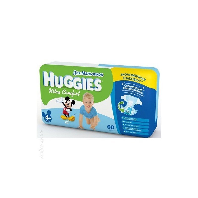 Подгузники Huggies Ultra Comfort Mega 4+ для мальчиков 10-16 кг 60 шт