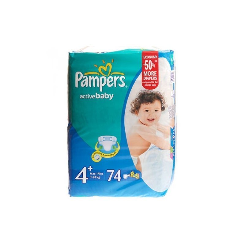 Подгузники Pampers Active Baby Джайнт 4+ 9-16 кг 74 шт