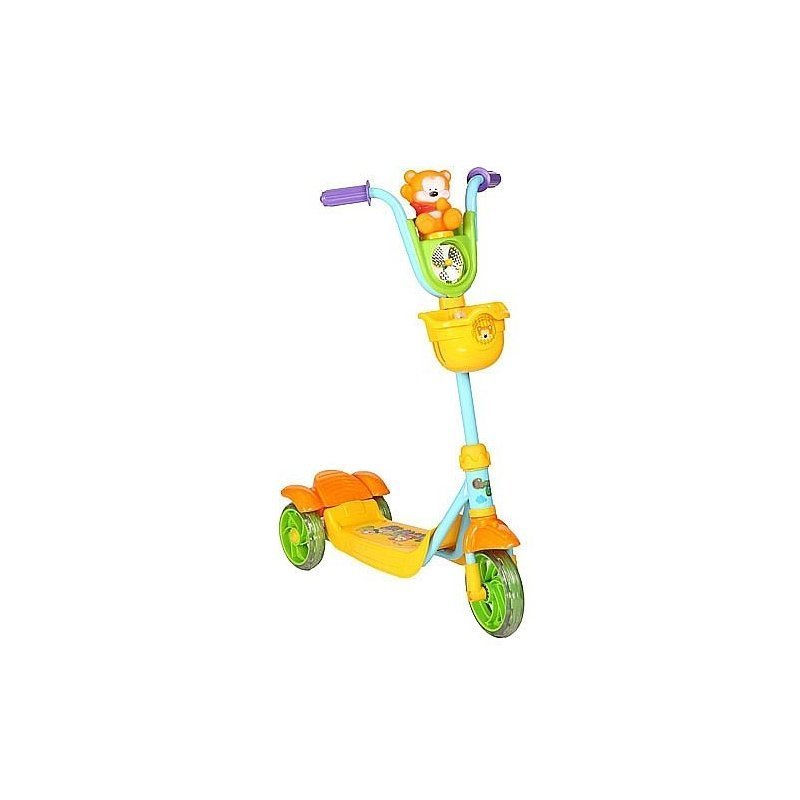 Самокат 3-х колесный "Leader Kids", (зеленый+желтый+игрушка собачка/мишка), (1 шт/кор), Китай 000sn-