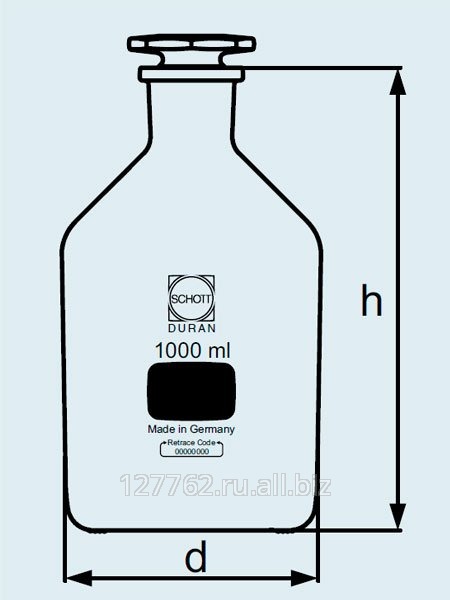 Бутыль DURAN Group 1000 мл, NS29/32 узкогорлая, с пробкой, коричневое стекло Артикул 211685407