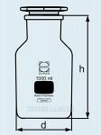 Бутыль DURAN Group 1000 мл, NS60/46, широкогорлая, с пробкой, коричневое стекло Артикул 211885403