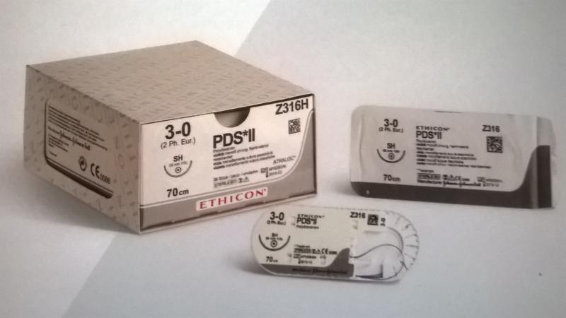 Материал шовный  ПДС II 3/0, 90 см, фиолет.  , код PFF2993H игла Кол. 26 мм х 2, 1/2 упаковка 36 ,фирма Ethicon