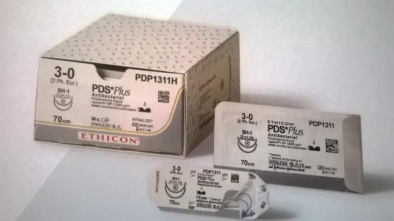 Материал шовный ПДС ПЛЮС 0, петля, 150 см, фиолетовый ,Код PDP9236T , игла Кол.массив. 40 мм, 1/2 ;упаковка 24 , фирма  Ethicon