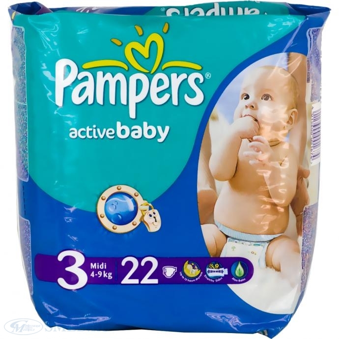 Подгузники PAMPERS ACTIVE BABY р.Миди 4-9 кг уп.22