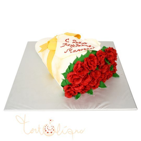 Праздничный торт букет цветов на день рождения №867