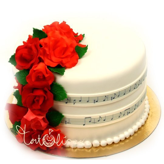 Праздничный торт Музыка с цветами №260
