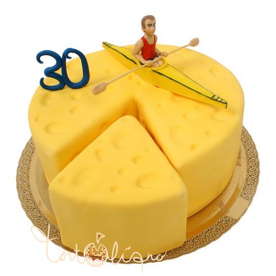 Праздничный торт на юбилей в виде сыра №689