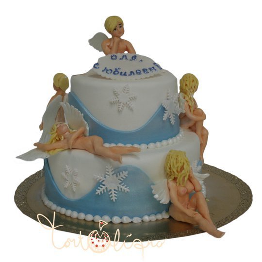 Праздничный торт на юбилей с ангелами №891