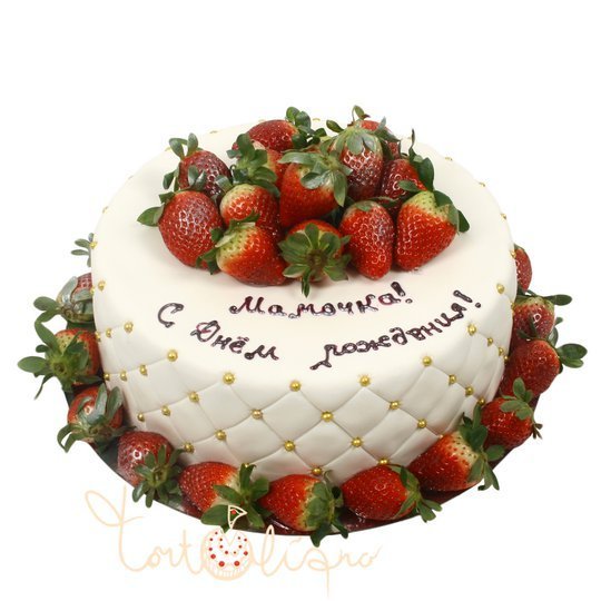 Праздничный торт с ягодами на день рождения №716
