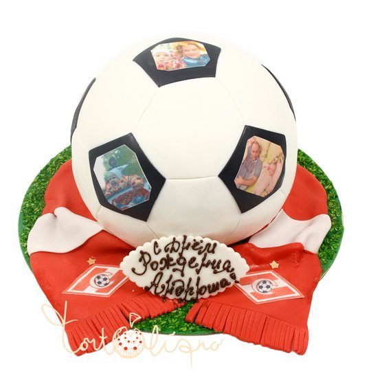 Праздничный торт в виде мяча с шарфом №812
