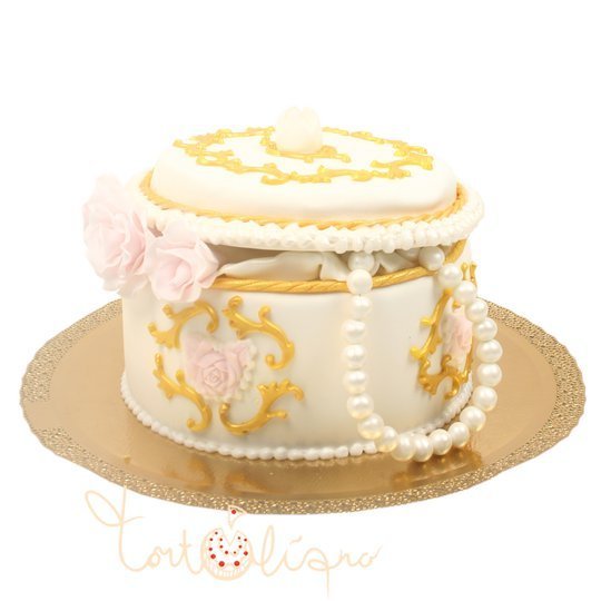 Праздничный торт в виде шкатулки с украшениями №795