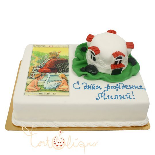 Праздничный торт сказочный домик на день рождения №753