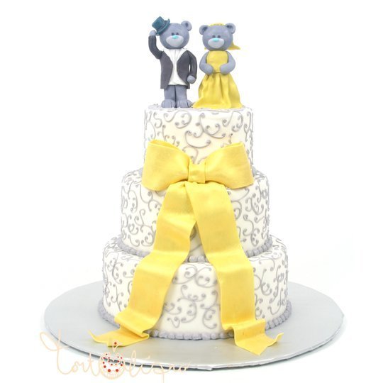 Свадебный торт Мишки Тедди с лентой №129