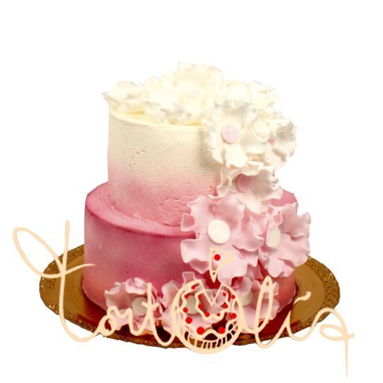 Свадебный торт розово-белый омбре №898