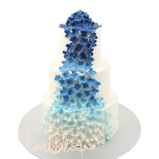 Свадебный торт с цветами омбре №644