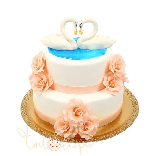 Свадебный торт с лебедями №524