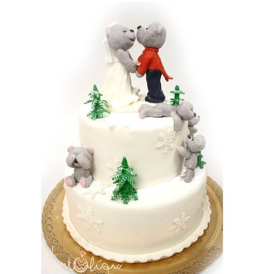 Свадебный торт с мишками Тедди №85