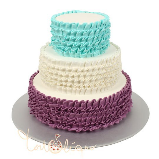Свадебный торт с разноцветными рюшами №637