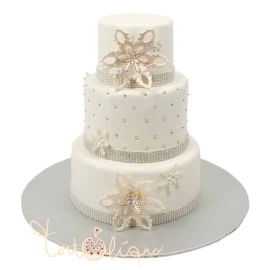 Свадебный торт со снежинками (зимний) №580