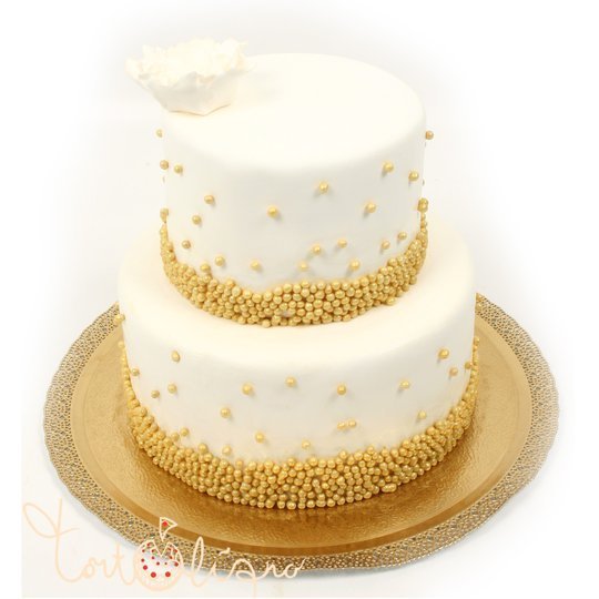 Свадебный торт с золотыми бусинами №80