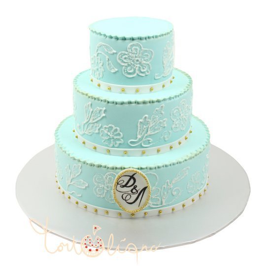 Свадебный торт тиффани с росписью №518