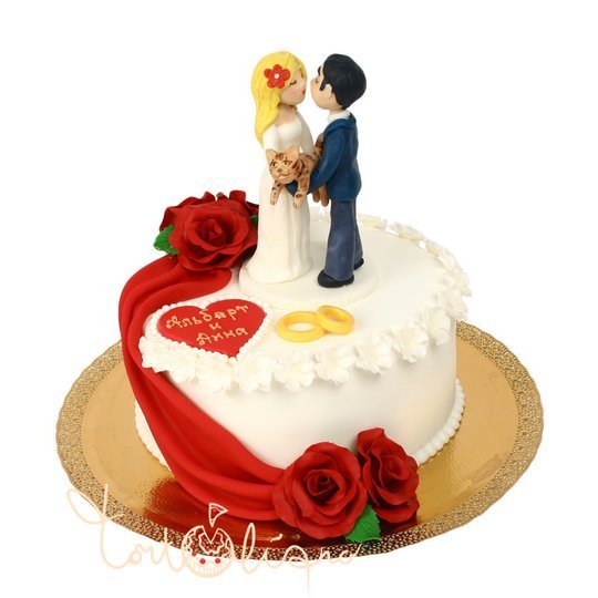 Свадебный торт жених, невеста и кот №630