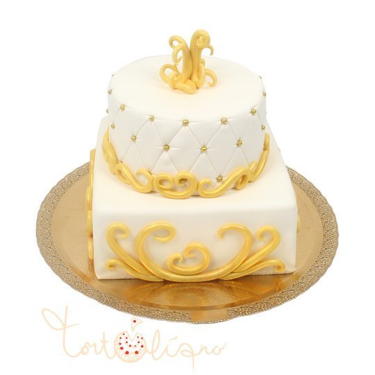 Свадебный торт золотые украшения №530