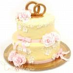 Бежевый свадебный торт с цветами №91