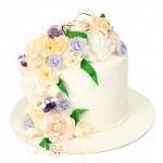 Свадебный торт небольшой с цветами №640