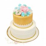 Свадебный торт разные цветы №561