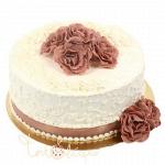 Свадебный торт с бордовыми цветами №582