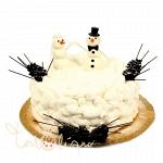 Свадебный торт снеговики с шишками №966