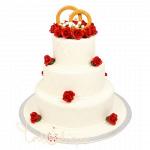Свадебный торт с кольцами и цветами №575