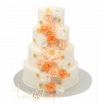 Свадебный торт водопад оранжевых цветов №608