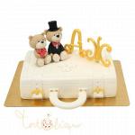 Свадебный торт свадьба мишек на чемодане №631