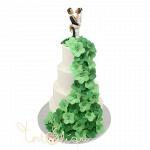Свадебный торт водопад зеленых цветов №567