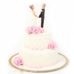 Свадебный торт с бусинами и цветами №125