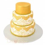 Свадебный торт золотой с узорами №652