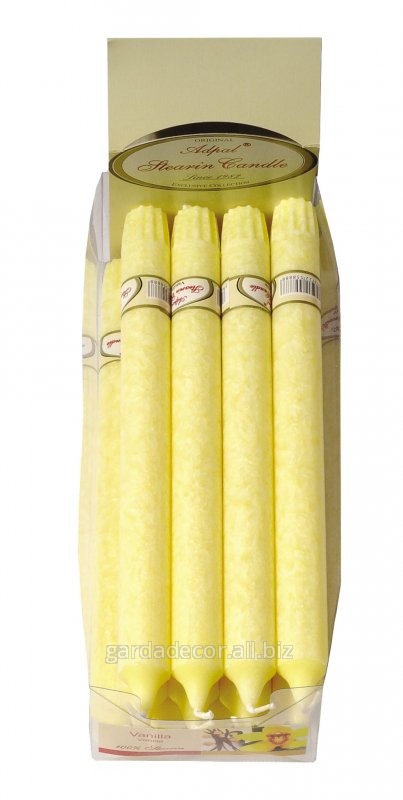Свеча прямая ароматизированная стеариновая,светло желтая/ваниль 100090