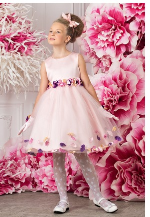 Платье персиковое, ободок и перчатки для девочки Peritta