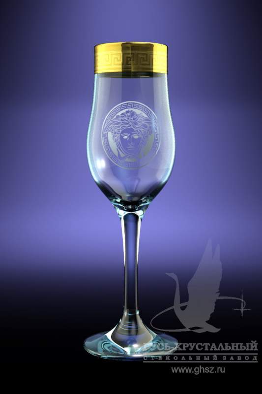 Бокалы для шампанского Тулип рисунок Версаче голд TD08-160