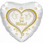 Шар сердце Свадебные голуби 214287HV