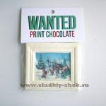 Шоколадная открытка "Дед мороз и лошадки" 80мм х 100мм, арт. Отк-044Б
