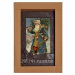 Шоколадная открытка "Дед Мороз с елкой" 140мм х 100мм, арт. Отк-055УГ