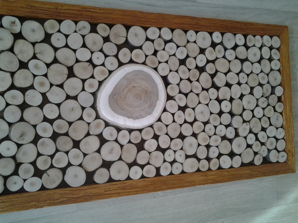 Панно настенное декоративное из деревянных спилов, d = 5 - 23 см