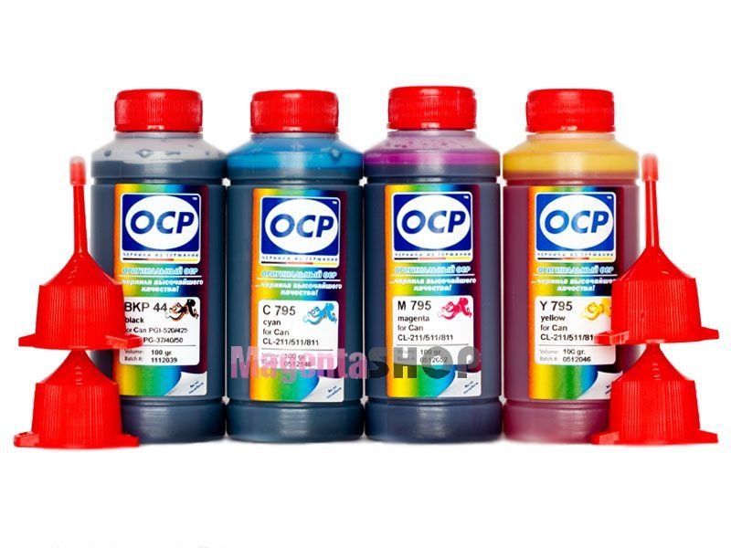 Чернила OCP для Canon PG-37, PG-40, PG-50 и CL-38, CL-41, CL-51 (для PIXMA iP1200, iP1300, iP1600, iP1700, iP1800, iP1900, iP2200, iP2500, iP2600, MP140, MP150, MP160, MP170, MP180, MP190, MP210, MP220, MP450, MP460, MX300, MX310) 100x4