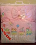 Комплект детского постельного белья ТМ «ASiK», 9 элементов, "Зверюшки на паровозе", розовый, арт.076