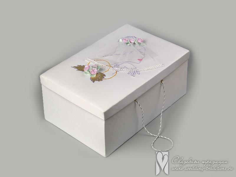 Коробка для свадебного платья из бархата и атласа