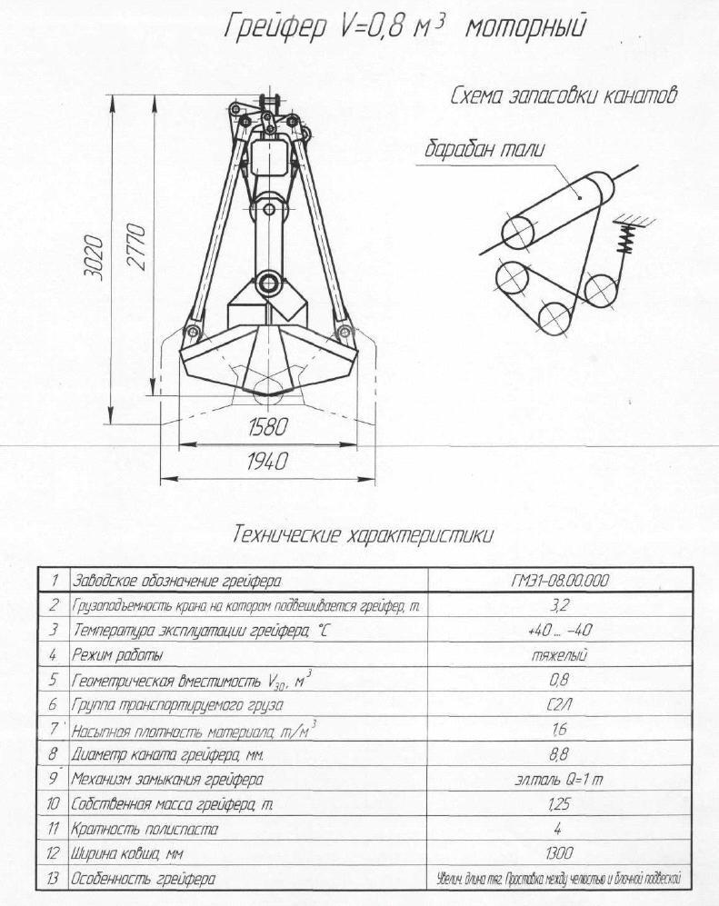 Грейфер V- 0,8 куб.м. моторный. | ООО Авто-Дион