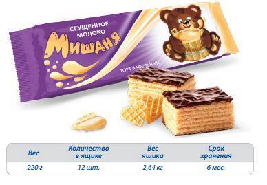 Шоколадно-вафельный торт «Мишаня» со сгущенным молоком», 220 г
